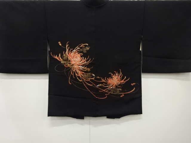 漆　乱菊模様織り出し　絵羽織